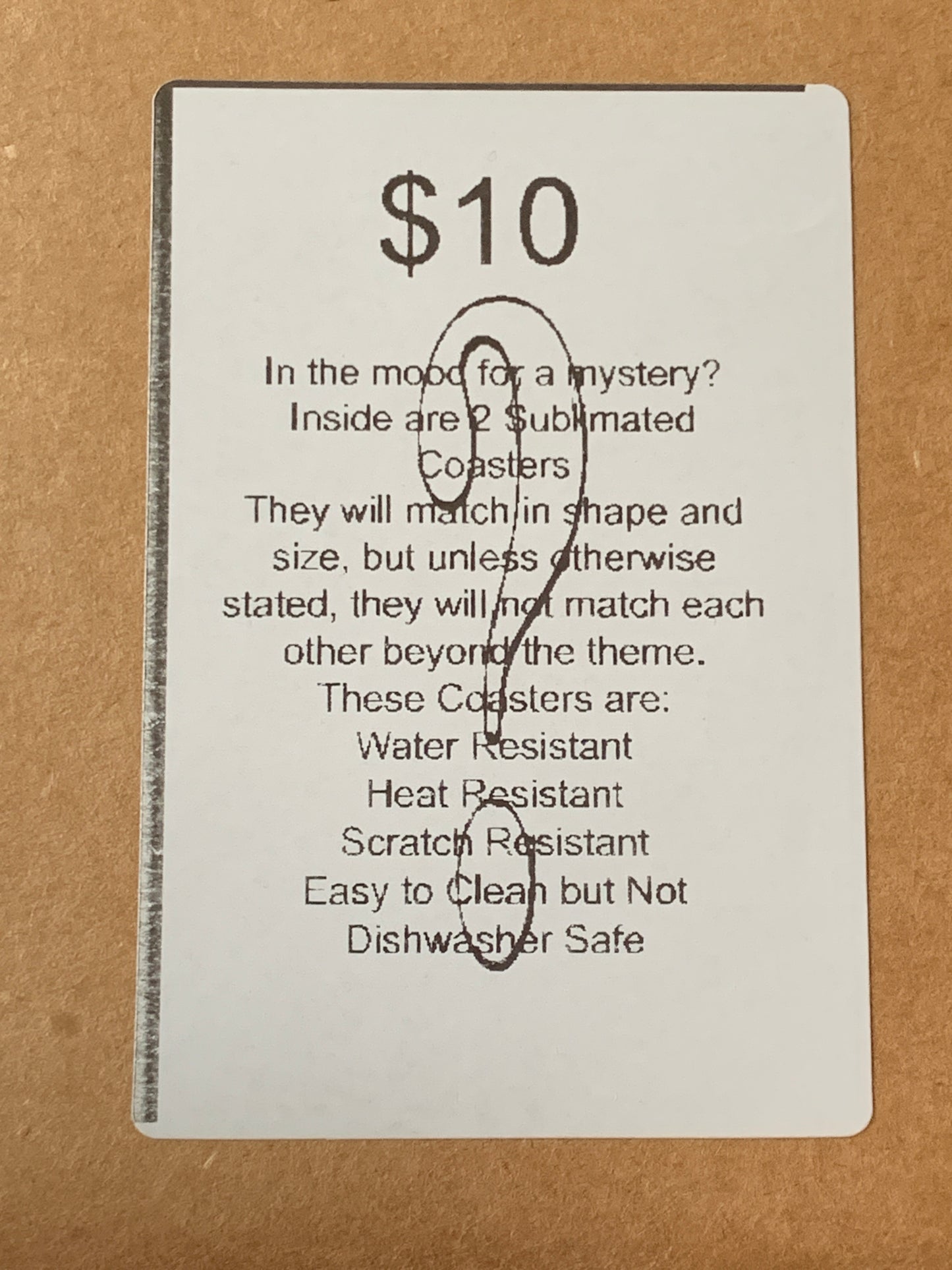 Mystery Themed Non Matching Sublimated Coaster Sets